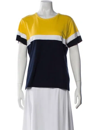 Pre-owned La Ligne Colorblock Pattern Scoop Neck T-shirt In Multi