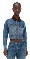 La Ligne Cord Collar Shrunken Jacket Max In Blue