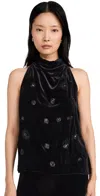 La Ligne Cowl Neck Velvet Tunic Black In Black