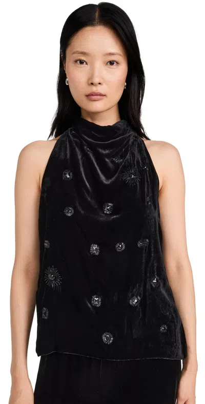 La Ligne Cowl Neck Velvet Tunic Black