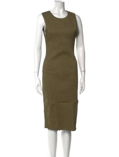 Pre-owned La Ligne Crew Neck Knee-length Dress In Green
