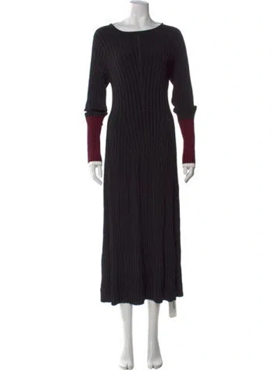 Pre-owned La Ligne Crew Neck Long Dress In Black