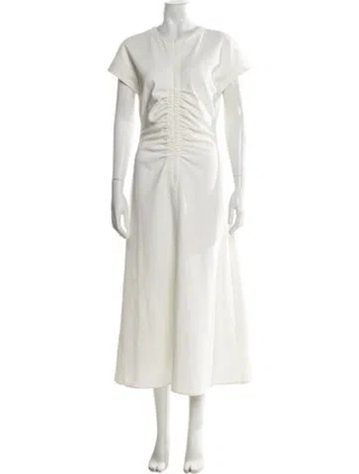 Pre-owned La Ligne Crew Neck Long Dress In Neutral