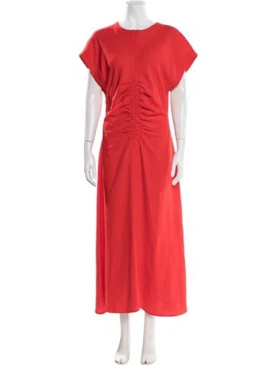 Pre-owned La Ligne Crew Neck Long Dress In Red