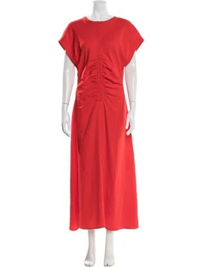 Pre-owned La Ligne Crew Neck Long Dress In Red