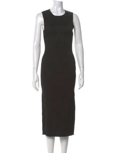 Pre-owned La Ligne Crew Neck Midi Length Dress In Black