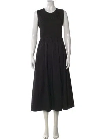 Pre-owned La Ligne Crew Neck Midi Length Dress In Black