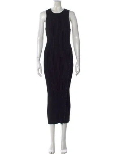 Pre-owned La Ligne Crew Neck Midi Length Dress In Black