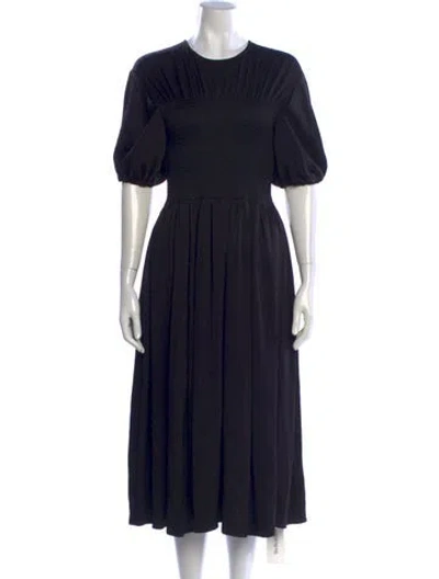 Pre-owned La Ligne Crew Neck Midi Length Dress In Black