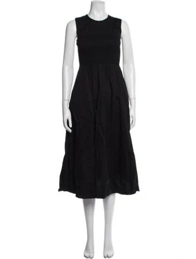 Pre-owned La Ligne Crew Neck Midi Length Dress In Black