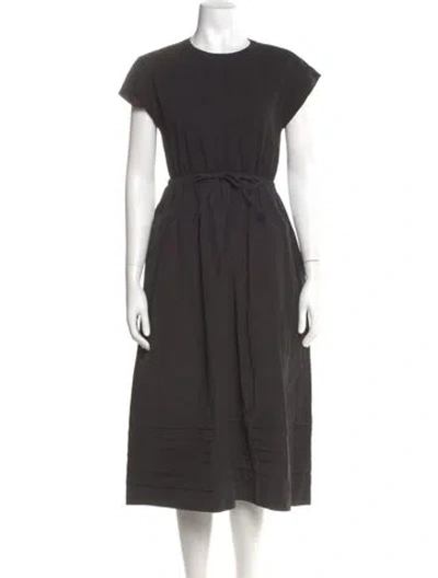 Pre-owned La Ligne Crew Neck Midi Length Dress In Gray