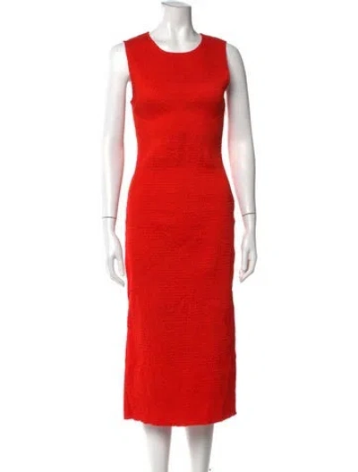Pre-owned La Ligne Crew Neck Midi Length Dress In Orange