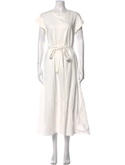 Pre-owned La Ligne Crew Neck Midi Length Dress In White