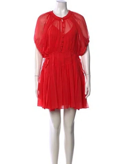 Pre-owned La Ligne Crew Neck Mini Dress In Red