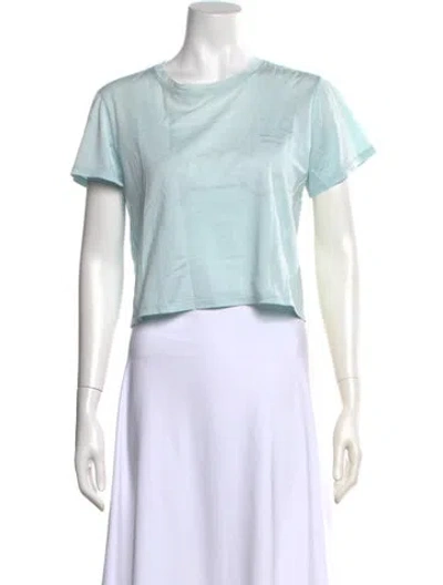 Pre-owned La Ligne Crew Neck Short Sleeve Crop Top In Blue