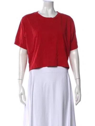 Pre-owned La Ligne Crew Neck Short Sleeve Crop Top In Orange