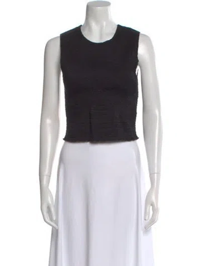 Pre-owned La Ligne Crew Neck Sleeveless Crop Top In Black