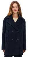 La Ligne Cropped Wool Coat Midnight In Blue