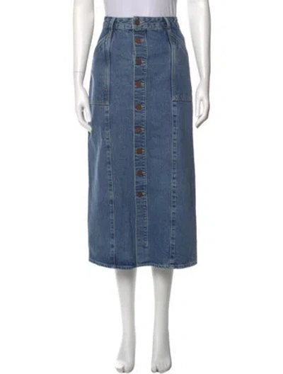 Pre-owned La Ligne Distressed Accents Midi Length Skirt In Blue