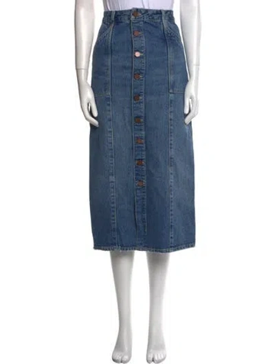 Pre-owned La Ligne Distressed Accents Midi Length Skirt In Blue