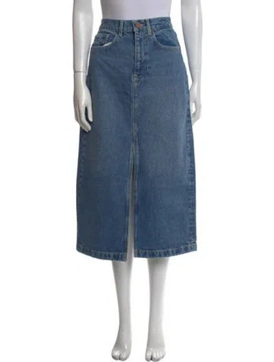 Pre-owned La Ligne Distressed Accents Midi Length Skirt W/ Tags In Blue