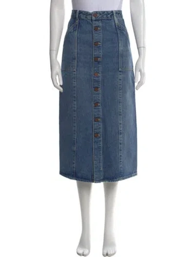 Pre-owned La Ligne Distressed Accents Midi Length Skirt W/ Tags In Blue