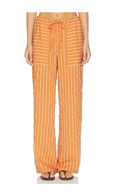 La Ligne Drawstring Pull On Pant In Orange