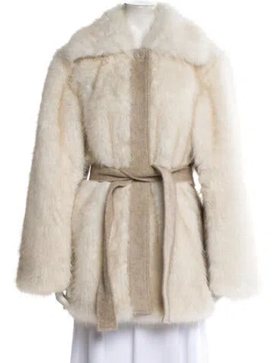 Pre-owned La Ligne Faux Fur Coat In Neutral