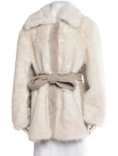 Pre-owned La Ligne Faux Fur Faux Fur Coat In Neutral