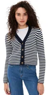 La Ligne Fine Stripe Mini Marina Cardigan Navy/cream In Navy/cream