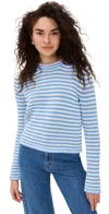 La Ligne Fine Stripe Mini Marina Sweater Cornflower Blue/cream In Cornflower Blue/cream