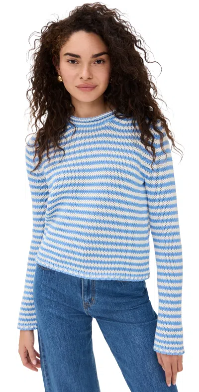 La Ligne Fine Stripe Mini Marina Sweater Cornflower Blue/cream