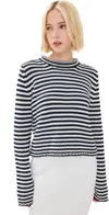 La Ligne Fine Stripe Mini Marina Sweater Navy/cream In Navy/cream