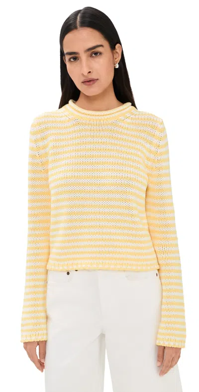 La Ligne Fine Stripe Mini Marina Sweater Sunshine/cream In Yellow