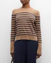 La Ligne Fitted Lean Lines Sweater In Camel,navy