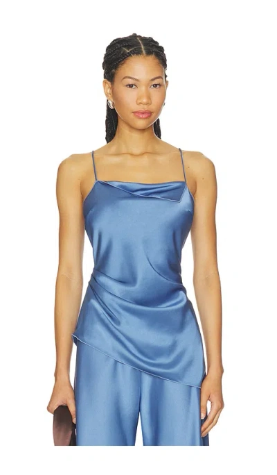 La Ligne Flipped Lapel Asymmetrical Camisole Top In Blue
