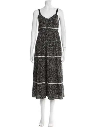 Pre-owned La Ligne Floral Print Long Dress In Black