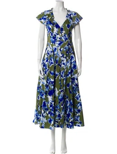 Pre-owned La Ligne Floral Print Long Dress In Blue