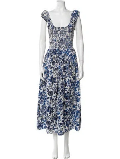 Pre-owned La Ligne Floral Print Long Dress In Blue