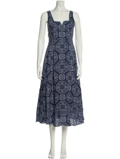 Pre-owned La Ligne Floral Print Long Dress In Blue