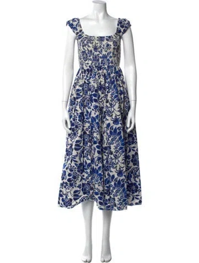 Pre-owned La Ligne Floral Print Long Dress In Blue