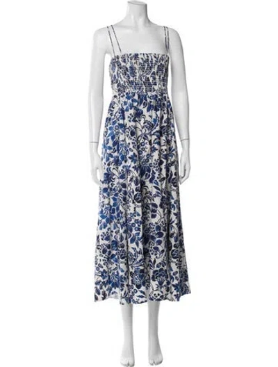 Pre-owned La Ligne Floral Print Long Dress In Blue
