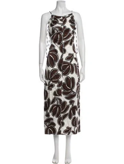 Pre-owned La Ligne Floral Print Long Dress In Brown