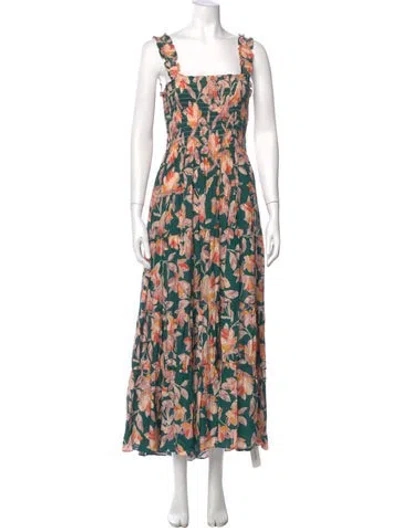 Pre-owned La Ligne Floral Print Long Dress In Green