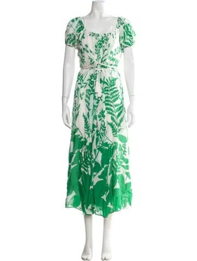 Pre-owned La Ligne Floral Print Long Dress In Green
