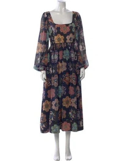 Pre-owned La Ligne Floral Print Long Dress In Neutral