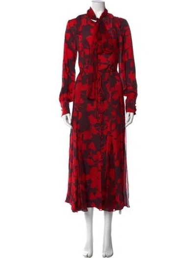 Pre-owned La Ligne Floral Print Long Dress In Red