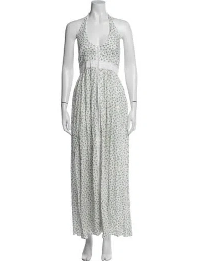 Pre-owned La Ligne Floral Print Long Dress In White