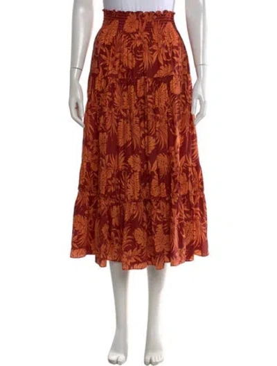 Pre-owned La Ligne Floral Print Long Skirt In Orange