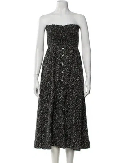Pre-owned La Ligne Floral Print Midi Length Dress In Black